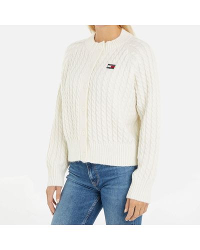 Tommy Hilfiger Small Badge Cable-knit Cardigan - White
