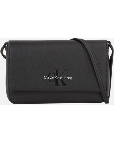 Calvin Klein Sculpted Wallet Faux Leather Crossbody Bag - Black