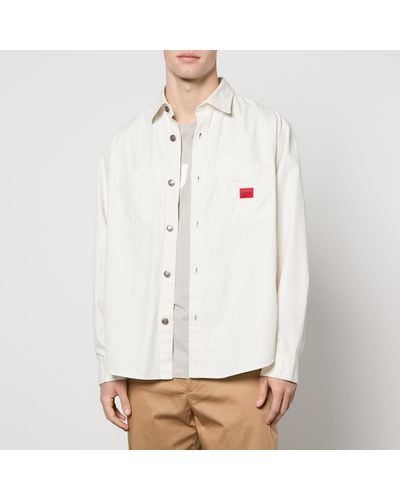 HUGO Erato Long Sleeved Cotton-twill Shirt - White