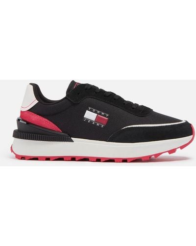 Tommy Hilfiger Technical Runner Sneakers In Black & Red - Blue