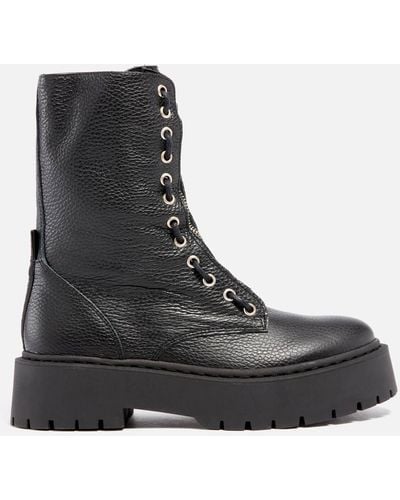 Steve Madden Odilia Leather Zipped Boots - Black