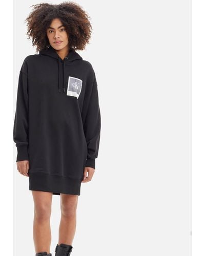 Calvin Klein Polaroid Cotton-jersey Hooded Dress - Blue