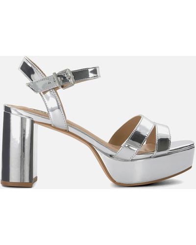 Dune Molten Leather Platform Sandals - Weiß