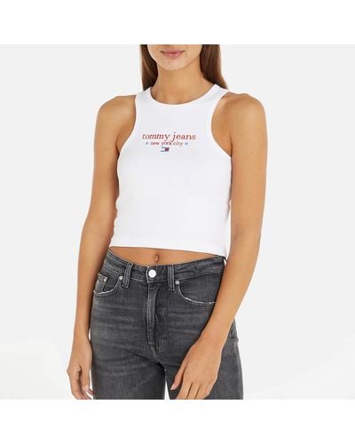 Tommy Hilfiger Cropped Nyc Baby Stretch-cotton Tank - Blue