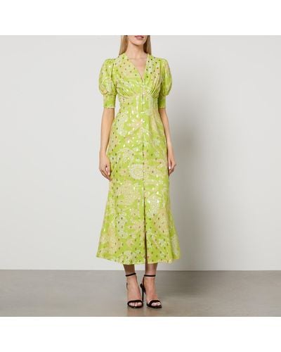 Never Fully Dressed Lindos Printed Cotton-blend Dress - Green