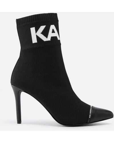 Karl Lagerfeld Pandora Knitted Heeled Boots - Black