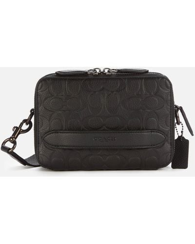 COACH Charter Signature Leather Crossbody Bag - Black