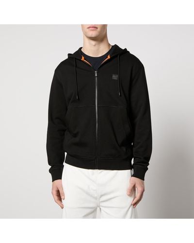 BOSS Zetalky Cotton-jersey Zipped Hoodie - Black