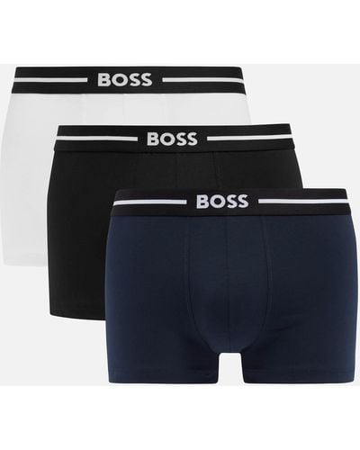 BOSS Three-Pack Bold Stretch-Cotton Boxer Trunks - Blau