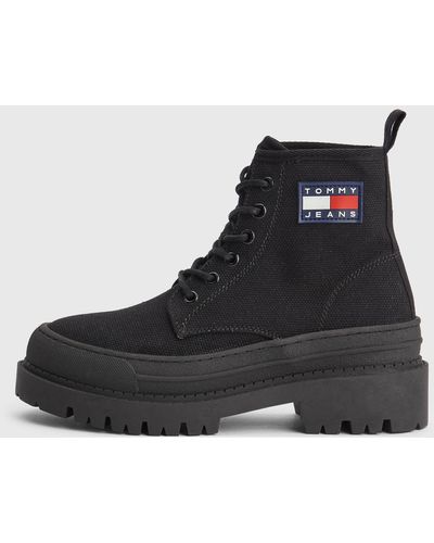 Tommy Hilfiger Foxing Lace-up Ankle Boots - Black