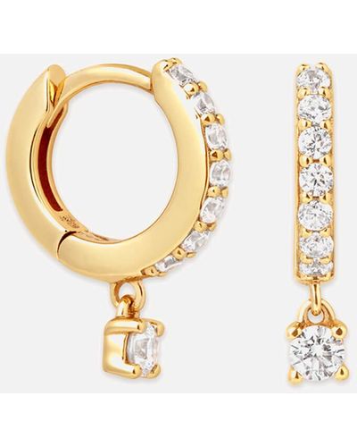 Astrid & Miyu Crystal Charm Gold-plated Silver Earrings - Metallic