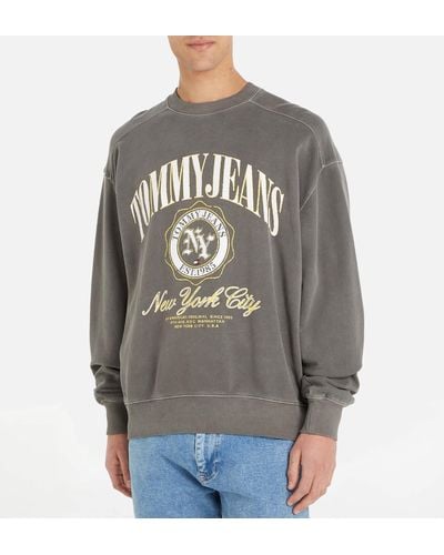 Tommy Hilfiger Boxy Luxe Varsity Cotton Sweatshirt - Grau