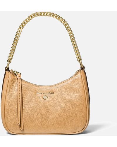 MICHAEL Michael Kors Jet Set Charm Pebble Leather Small Chain Pouchette Bag - Natural