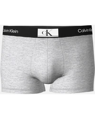 Calvin Klein Logo Cotton-blend Trunks - Grey