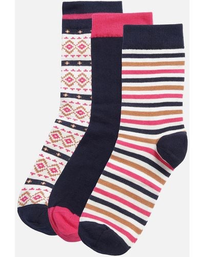 Barbour Claudia Fairisle Sock Gift Set Navy - Blue
