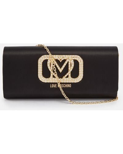 Love Moschino Borsa Satin Clutch Bag - Black