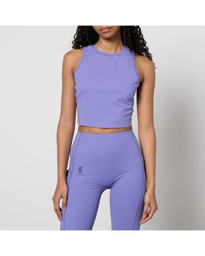 On Shoes Movement Stretch-jersey Crop Top - Blue