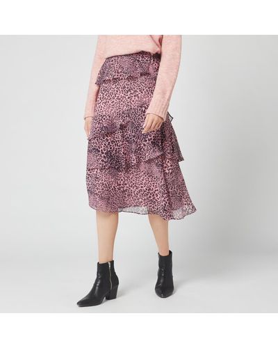 Whistles Wild Cat Tiered Skirt - Pink