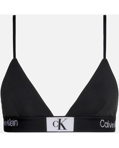 Calvin Klein Cotton-Blend Triangle Bralette - Schwarz