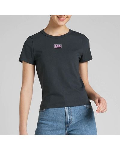Lee Jeans Logo-Print Cotton-Jersey Cropped T-Shirt - Schwarz