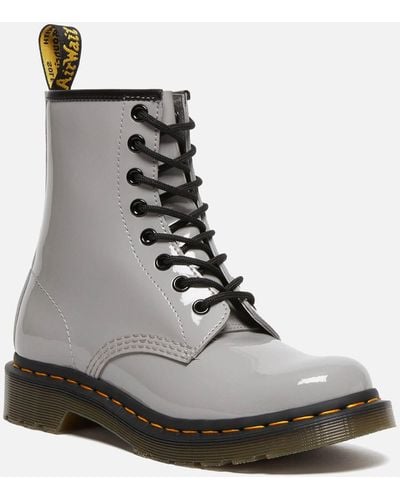 Dr. Martens 1460 Patent Lamper Leather 8-eye Boots - Grey