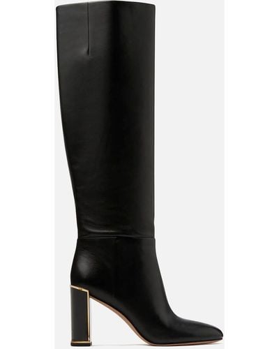 Kate Spade Merritt Leather Knee High Heeled Boots - Black