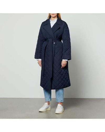 Tommy Hilfiger Relaxed Sorona Quilted Belted Shell Coat - Blue
