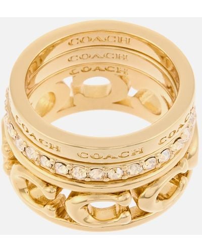 COACH Gold-plated Logo Stacking Rings - Metallic