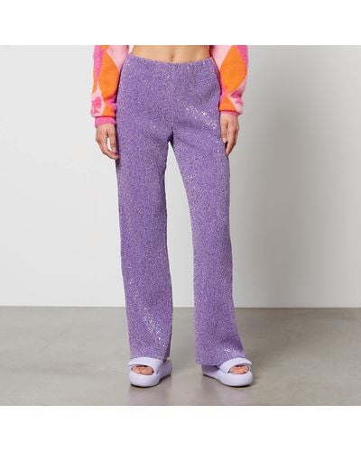Crās Emmi Sequined Chiffon Trousers - Purple
