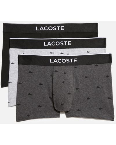 Lacoste 3 Pack Cotton Logo Boxer Trunks - Black