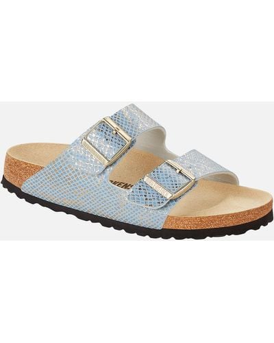 Birkenstock Arizona Slim Fit Shiny Python Double Strap Sandals - Blue