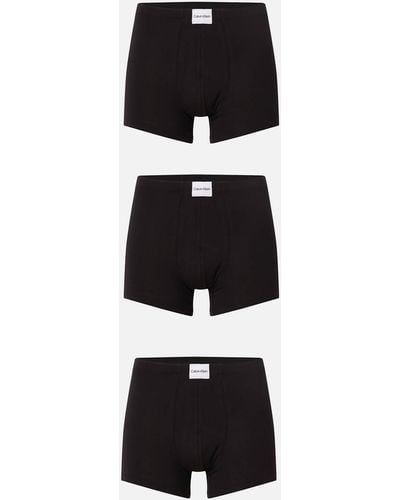 Calvin Klein Three-pack Cotton-blend Boxer Briefs - Black