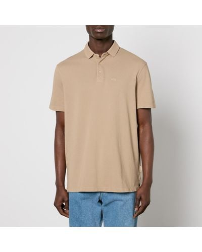 Armani Exchange Small Logo Cotton-piqué Polo Shirt - Natural
