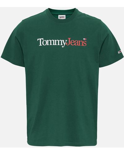 Tommy Hilfiger Essential Cotton-Blend Multi Logo T-Shirt - Grün