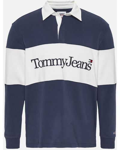 Tommy Hilfiger Cotton Serif Linear Rugby Top - Blue