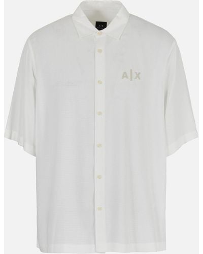 Armani Exchange Drop Shoulder Viscose Shirt - White