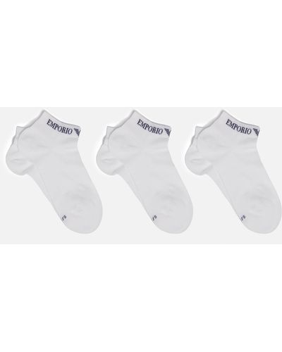 Emporio Armani Three-Pack Cotton-Blend Socks - Weiß