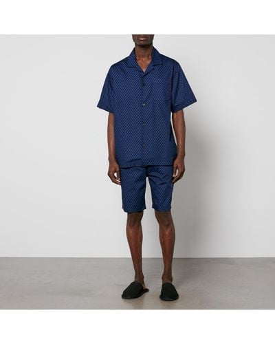 Polo Ralph Lauren Logo-print Cotton-blend Short Pajama Set - Blue