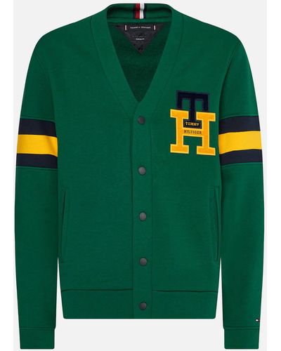 Tommy Hilfiger Icon Logo-appliquéd Cotton-jersey Cardigan - Green