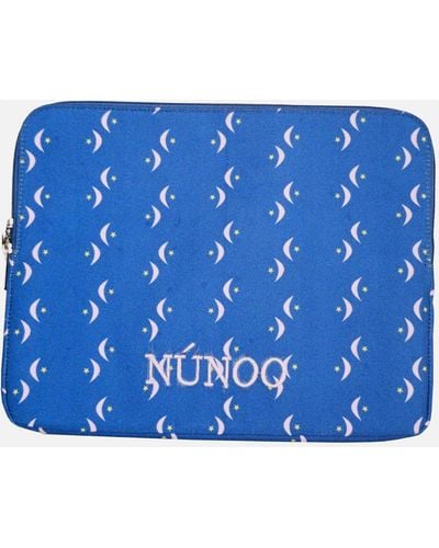 Nunoo Moon Print Recycled Canvas Laptop Bag - Blau