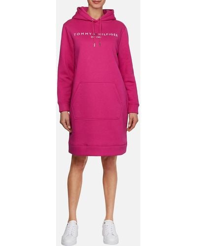 Tommy Hilfiger Logo Cotton-blend Hoodie Dress - Pink