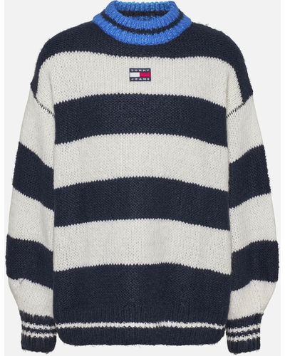 Tommy Hilfiger Wool-blend Oversized Blockstripe Sweater - Blue