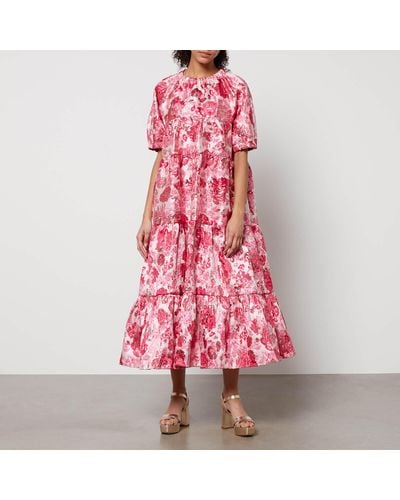 Sister Jane Dancing Queens Floral-jacquard Midi Dress - Pink