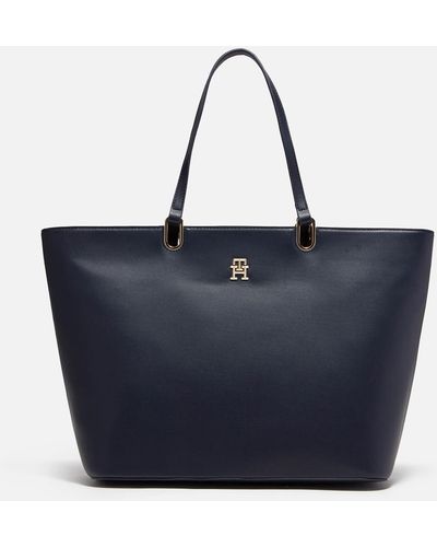 Tommy Hilfiger Timeless Medium Faux Leather Tote Bag - Blue