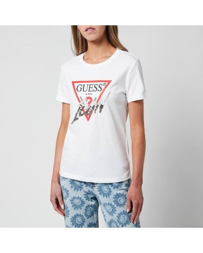 Guess Short Sleeve Crewneck Icon T-shirt - White