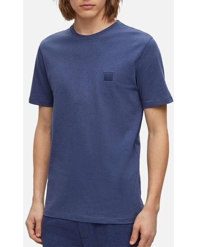 BOSS Tales Cotton-Jersey T-Shirt - Blau