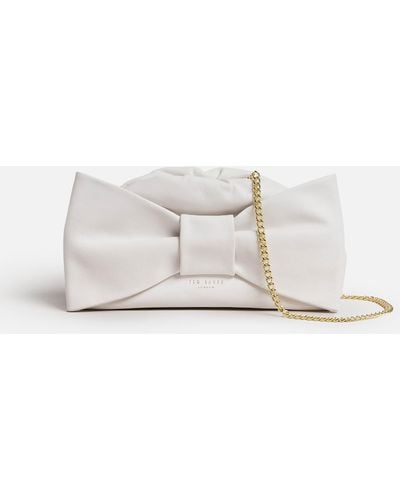 Ted Baker Niasa Leather Bow Detail Clutch - White