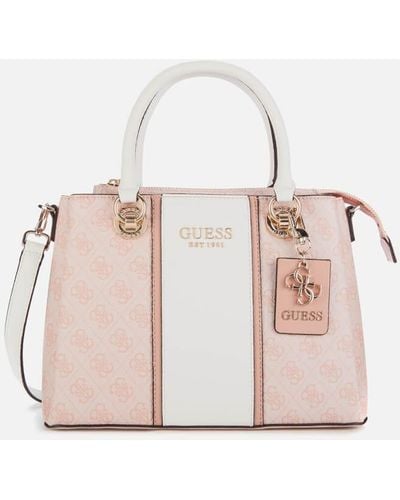 Guess Cathleen 3 Compartment Satchel - Pink