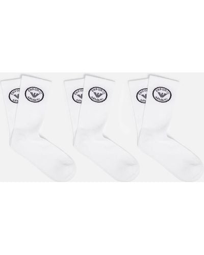 Emporio Armani 3 Pack Cotton-blend Socks - White