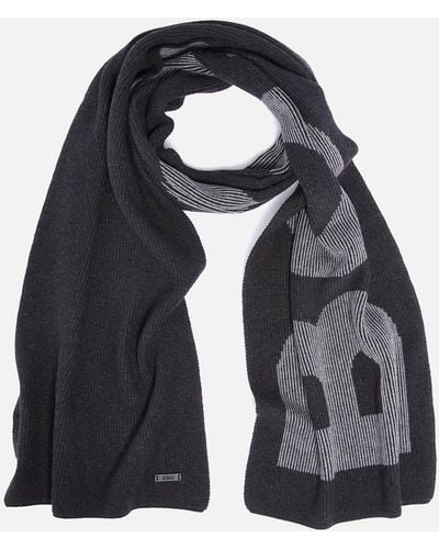 BOSS Lamico Cotton And Wool-blend Scarf - Black